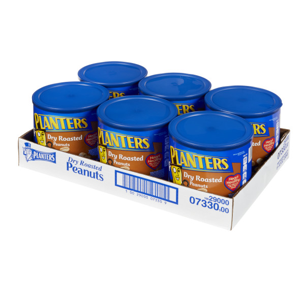 PLANTERS(r) Peanuts Dry Roast 6/52oz . C1RM - Front Right Open Case (Hi Res)