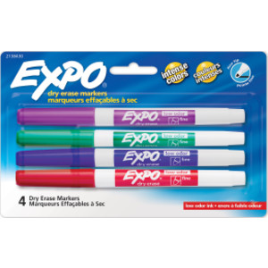 Dry Erase Markers, Whiteboard Markers with Low Odor Ink, Fine Tip, Assorted Vibrant Colors, 4 Count