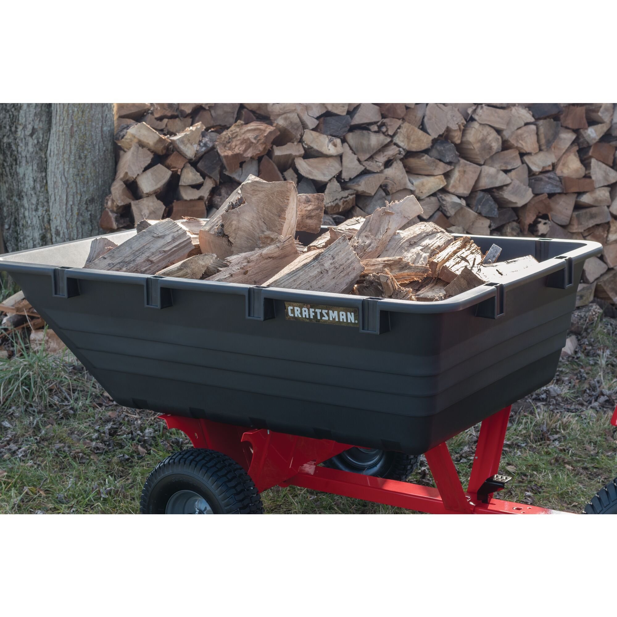 Heavy load capacity feature of 17 cubic foot poly cart.