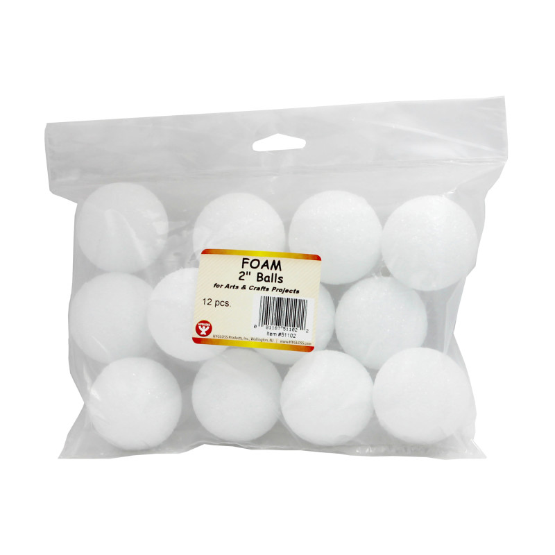 Craft Foam Balls, 2 Inch, White, Pack of 12
