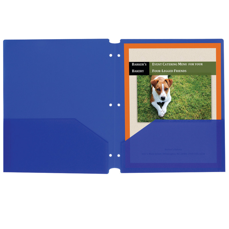 Two-Pocket+Heavyweight+Poly+Portfolio+Folder+W%2F3-Hole+Punch%2C+Letter%2C+Blue%2C+25%2Fbx
