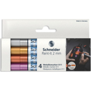Paint-It 011 Metallic Markers, 2 mm Tip, Wallet, 4 Assorted Ink Colors (Set 1)