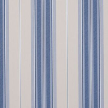 Vertical striped wallpaper (alternating wide muted beige and various-width blue bands) — running continuously — close-up flat wall view with even lighting and no other visible features.