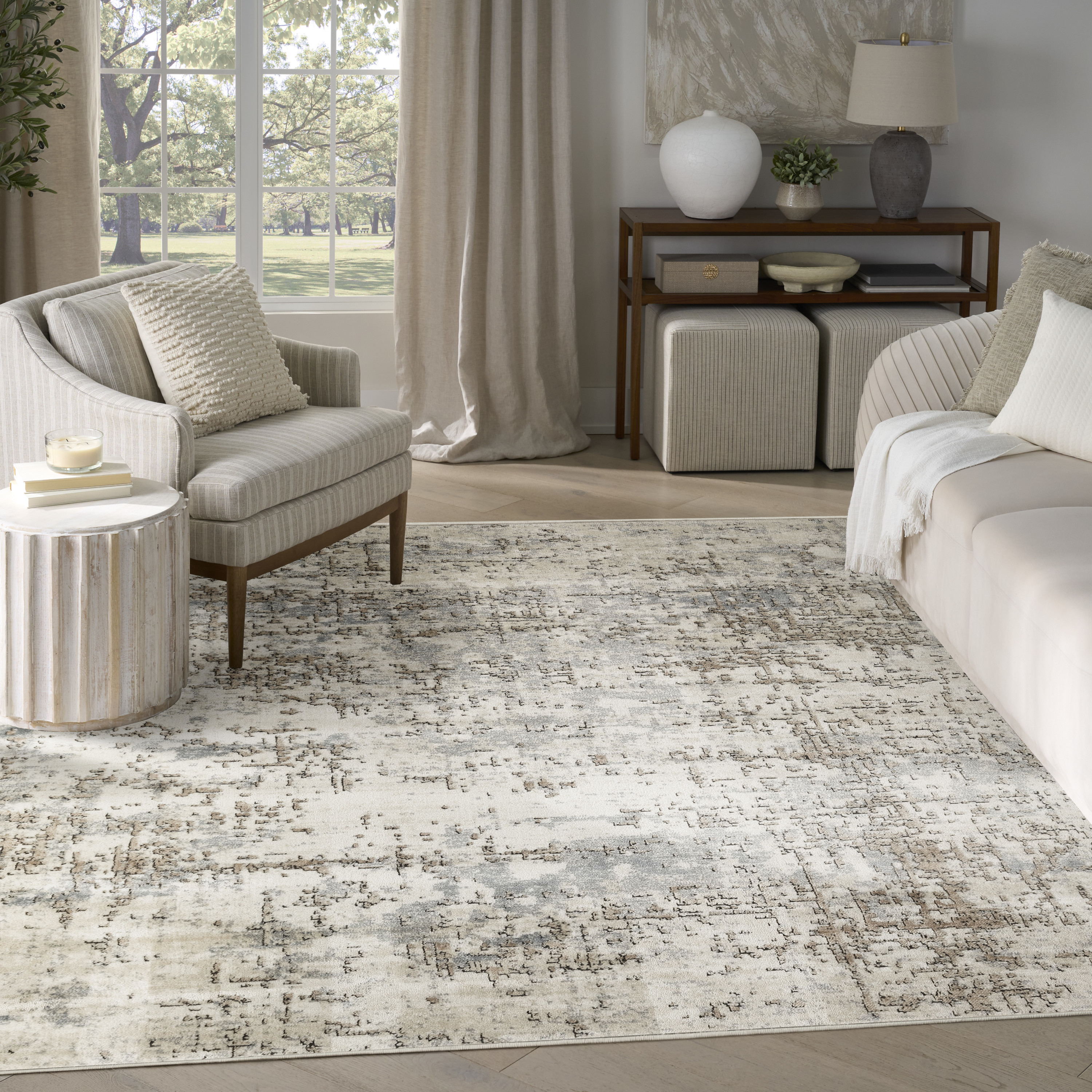 Nourison Quarry 7'10" x 9'10" Ivory Beige Modern Indoor Rug