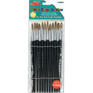 Water Color Paint Brushes with Round Pointed Tip, # 8, 0.81 Inch, Camel Hair, Black Handle, Pack of 12