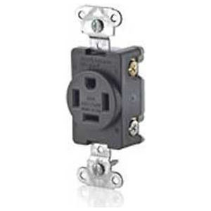 SelectSpec Straight Blade Single Receptacle, 20A, 250V, 2P3W, NEMA 6-20R, Flush, Back Wired, Gray