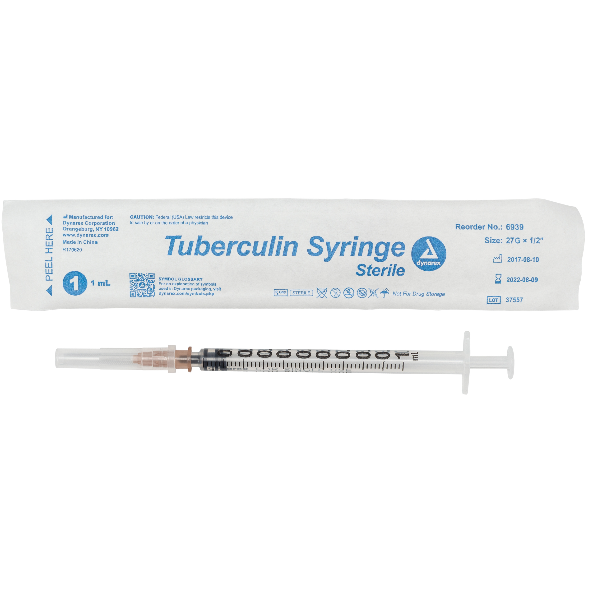Tuberculin Non-Safety Syringe - 1cc 27G, 1/2