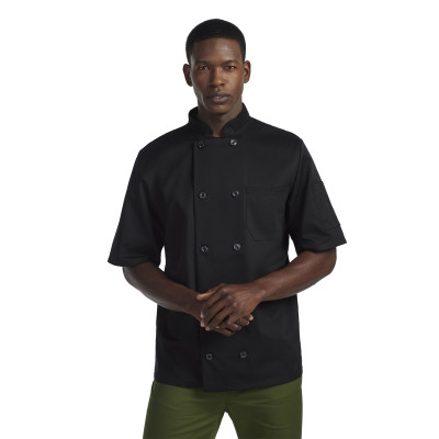 Short Sleeve Plastic Button Chef Coat-Chefwear