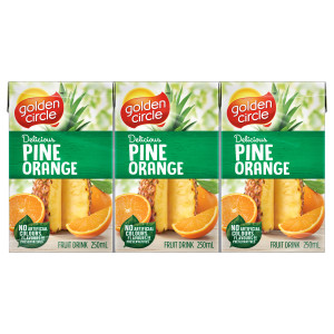 golden circle® pine orange fruit drink multipack poppers 6x250ml image
