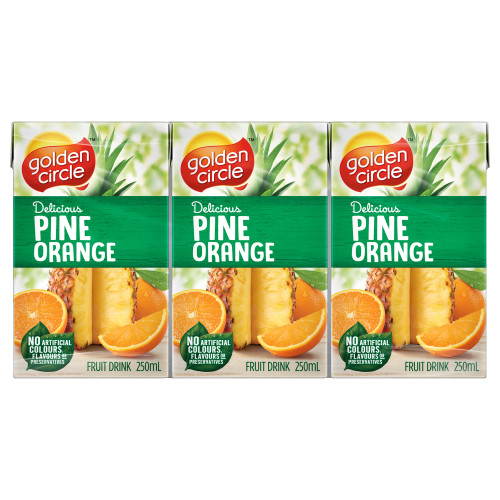  Golden Circle® Pine Orange Fruit Drink Multipack Poppers 6x250mL 
