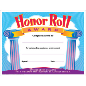 Honor Roll Award Colorful Classics Certificates, 30 ct