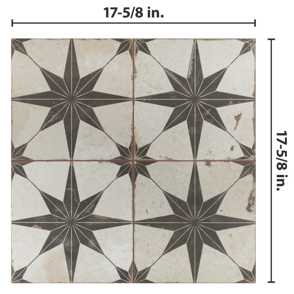 Kings Star Nero 17.63x17.63 Square Ceramic Floor and Wall Digital Pattern