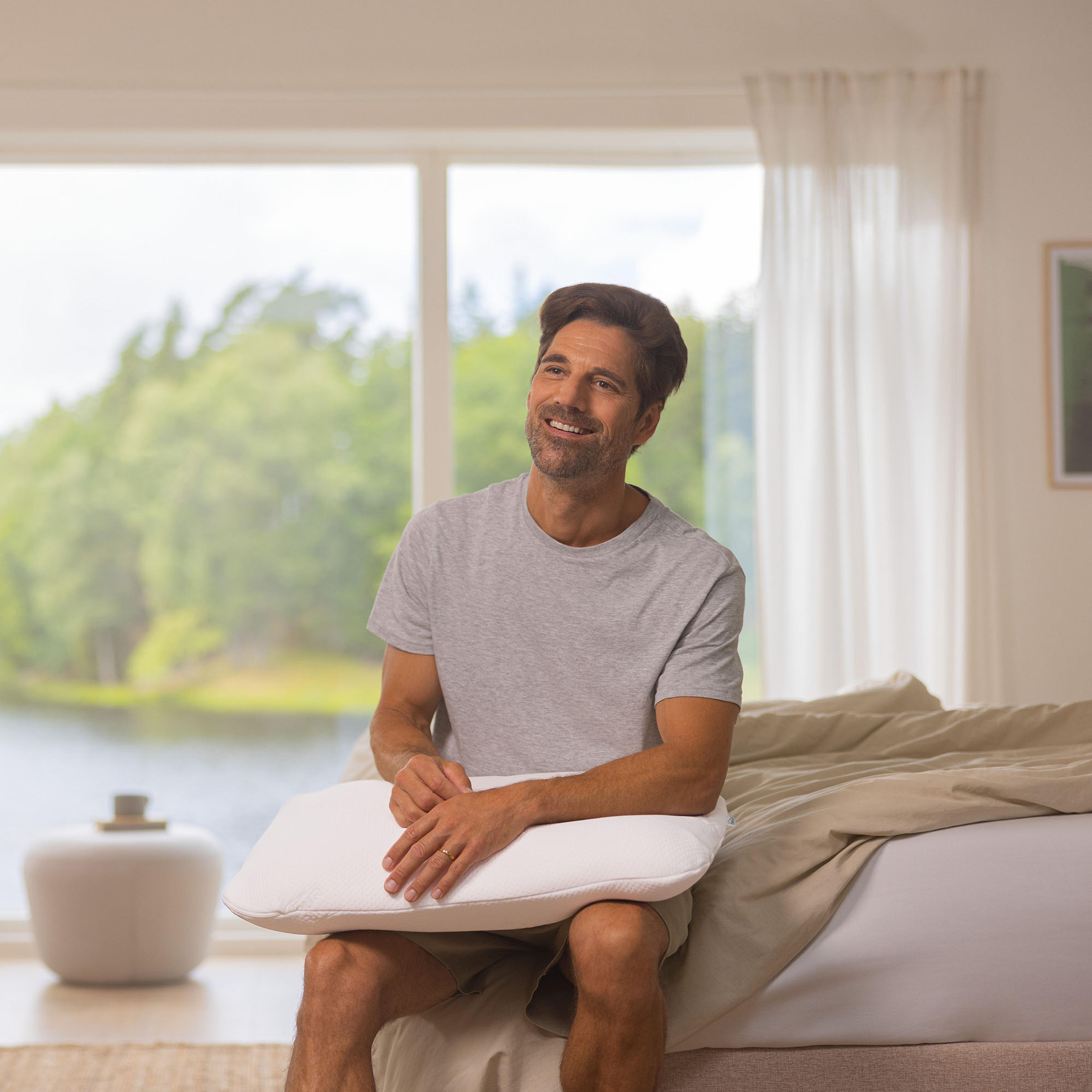 Lifestyle image of the  Tempur Symphony Pillow, White from Forty Winks