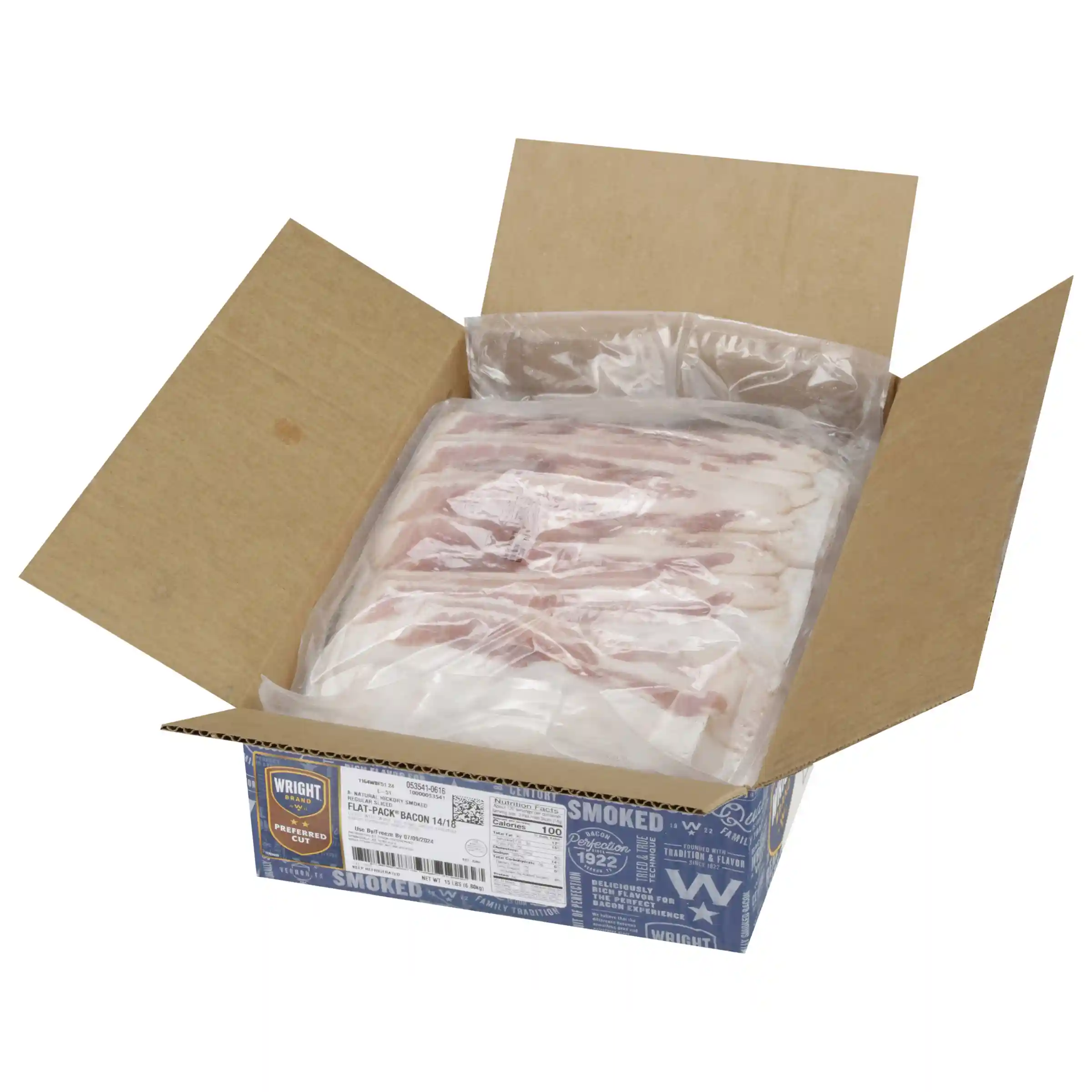 Wright® Brand Naturally Hickory Smoked Regular Sliced Flat-Pack® Bacon, 18/22_image_3
