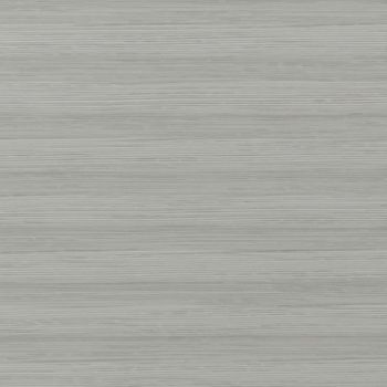 Gray fabric window shade with fine horizontal striations, closed, softly diffusing light in a neutral, softly lit interior close-up.