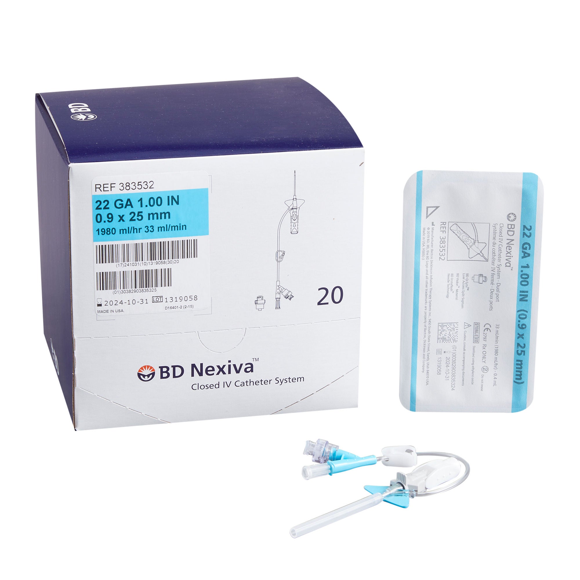 Nexiva™ Closed IV Catheter, 22 Gauge