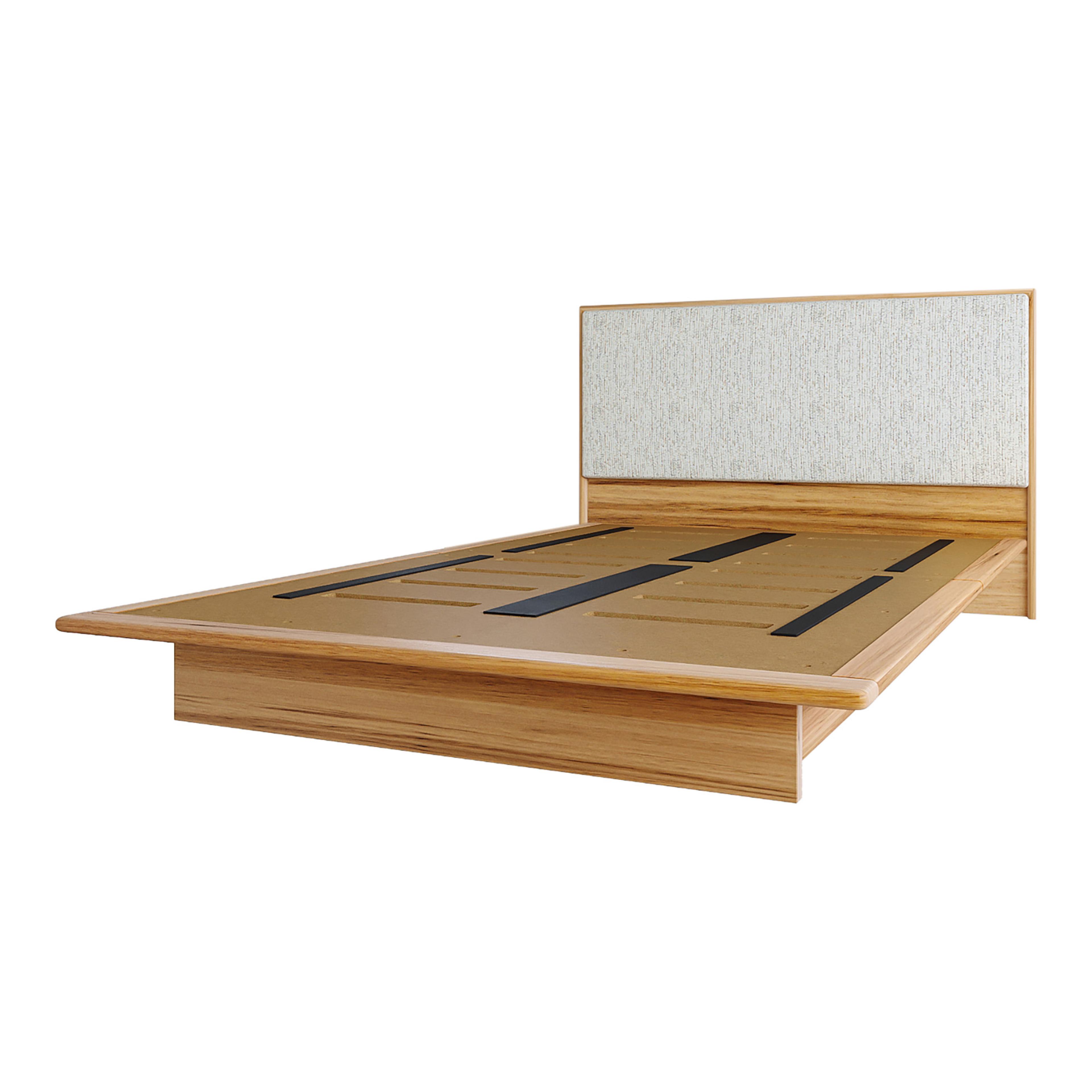 Product image of the  Soho Bed Frame, W/ Narrow Headboard & Timber Base, Light Ash-Montague Alabaster from Forty Winks