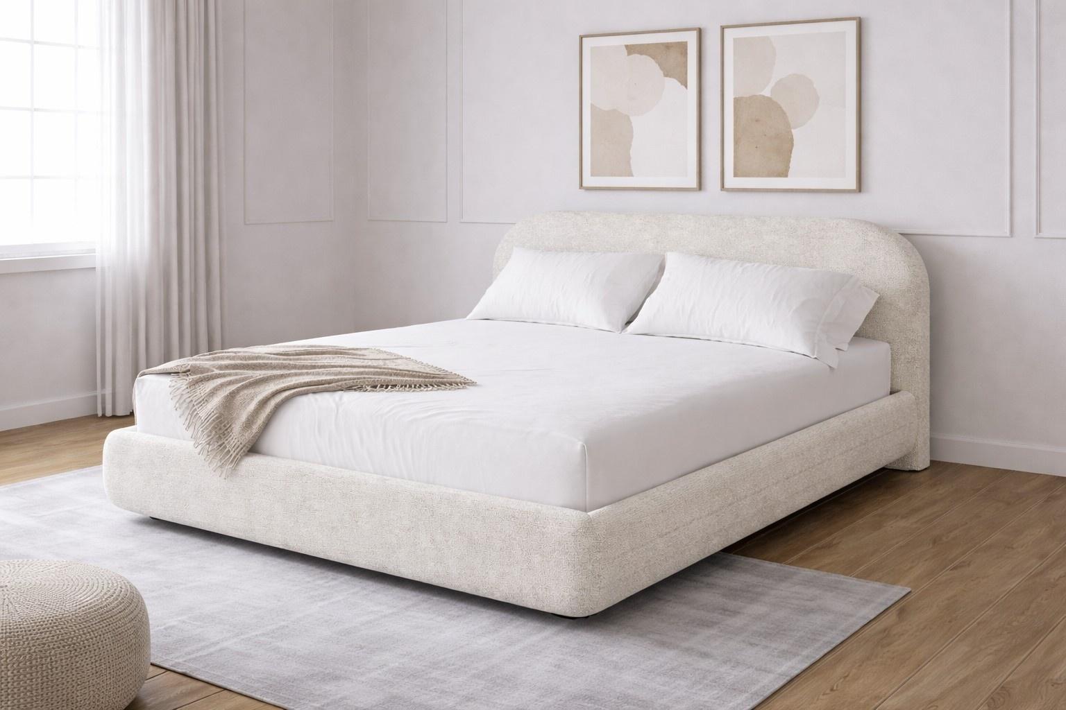 Lifestyle image of the  Havana Bed Frame, Ivory from Forty Winks