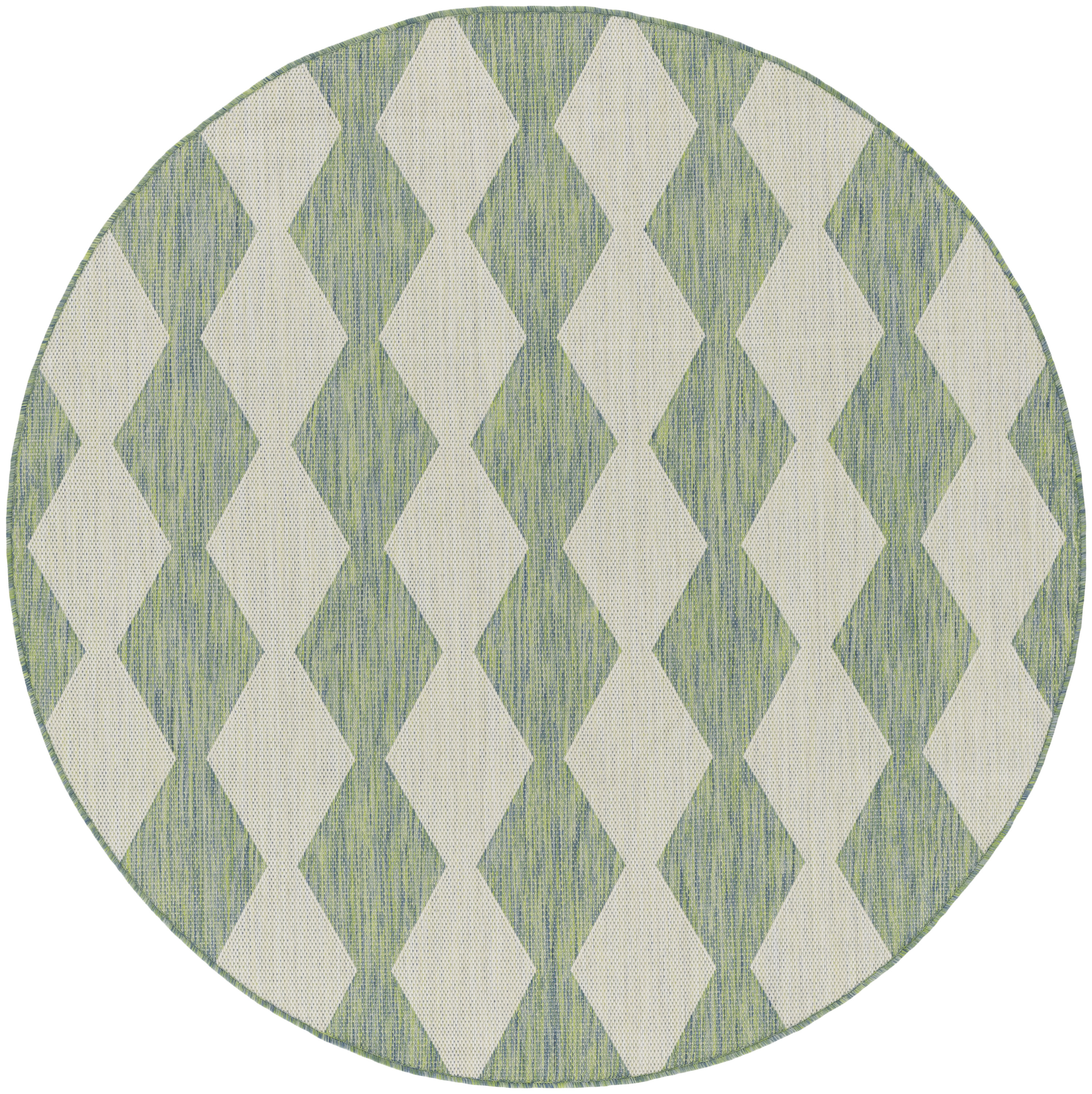 Nourison Positano 6' x Round Blue Green Modern Rug