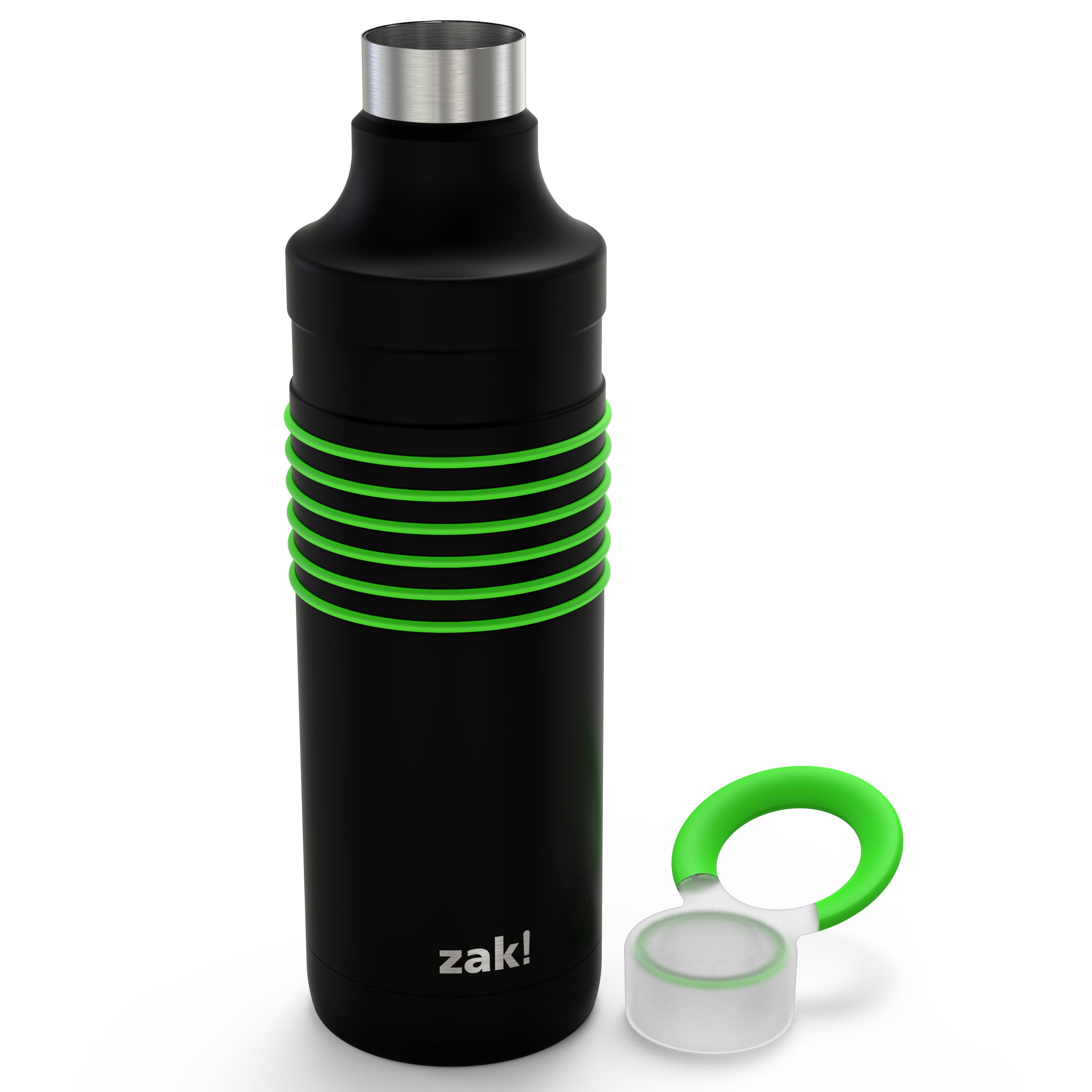 HydraTrak 22 ounce Vacuum Insulated Stainless Steel Tumbler, Black with Green Rings slideshow image 4 HydraTrak 22 ounce Vacuum Insulated Stainless Steel Tumbler, Black with Green Rings slideshow image 4
