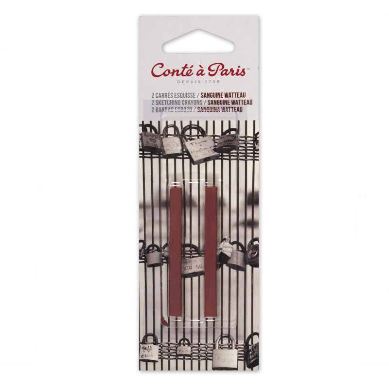 Carrés Esquisse Sketching Pastel Crayons, Sanguine Watteau (2452), Pack of 2