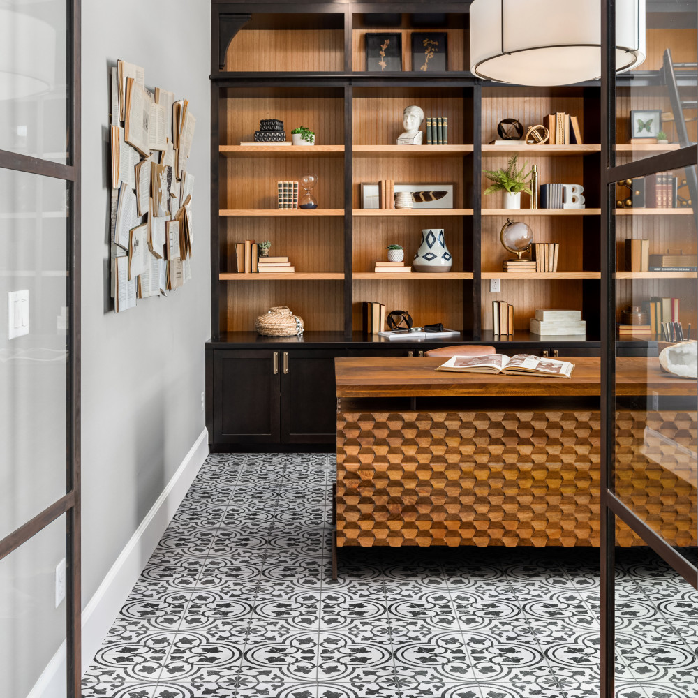 Merzoni Ornate Marquina 17-7/8 in. x 17-7/8 in. Porcelain Floor and Wall Tile