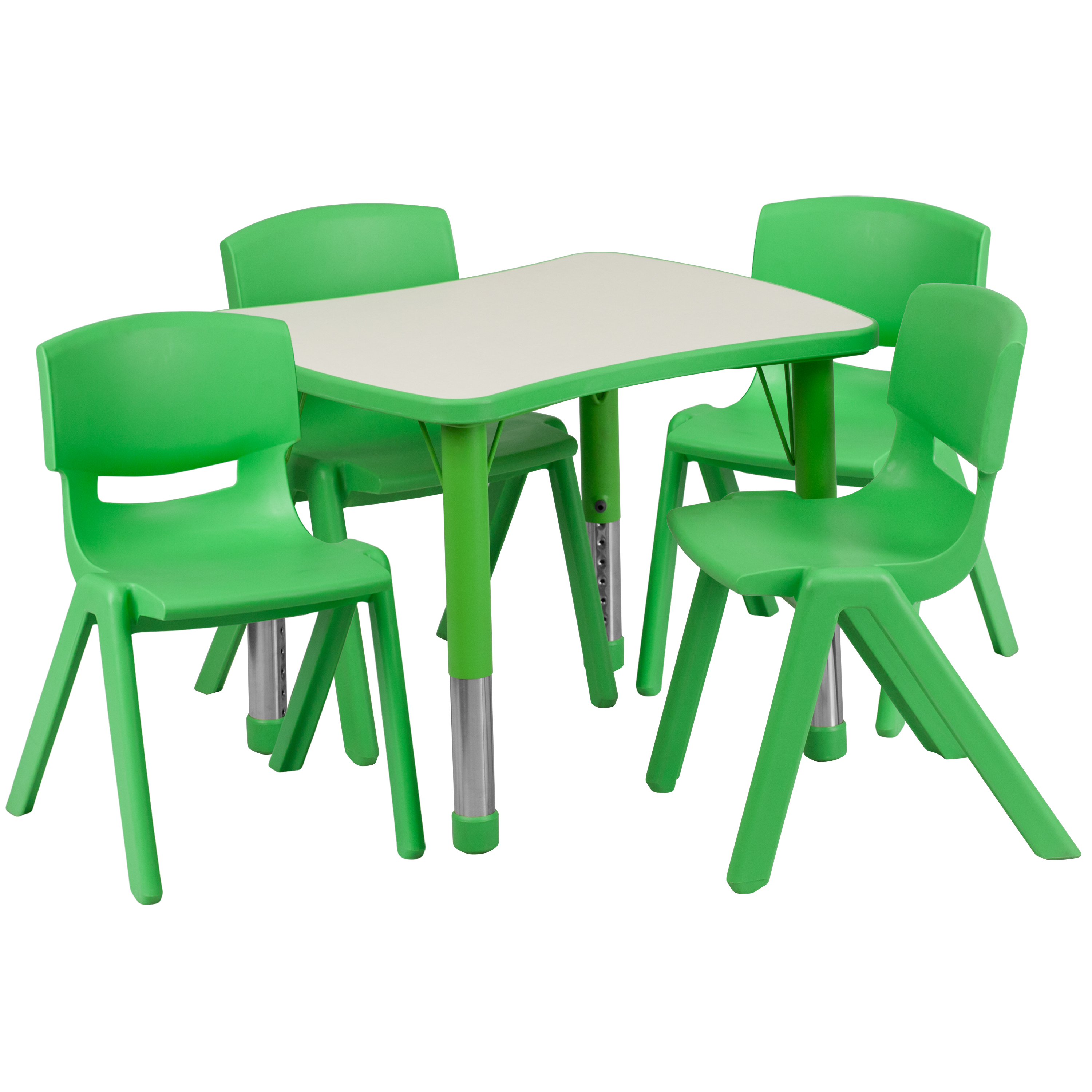 21,875" B x 26,625" L Rechteck Natur Kunststoff Aktivität Tisch Set mit 4 Stühlen - Bild 3 von 13
