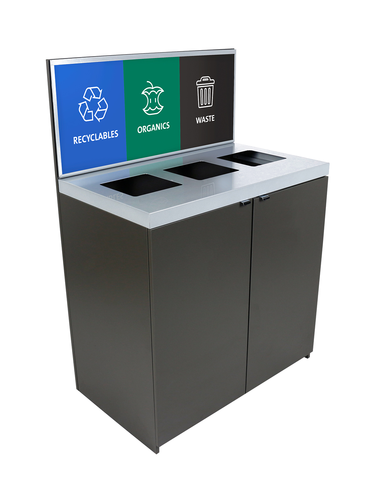 SESSANTA – Triple – Recyclables-Organics-Waste – Full Openings – Slate