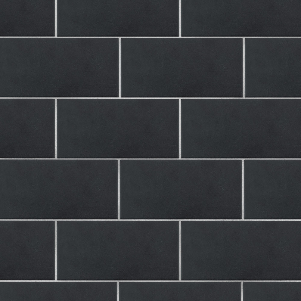 Piscina Brick Matte Nero 9.63x19.5 Rectangle Porcelain Floor and Wall Digital Pattern