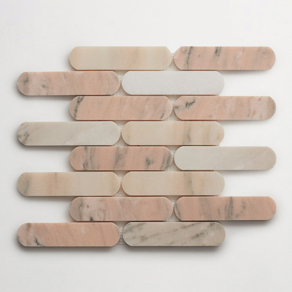 lapidary | oval petit mosaic sheet | pink/grey 