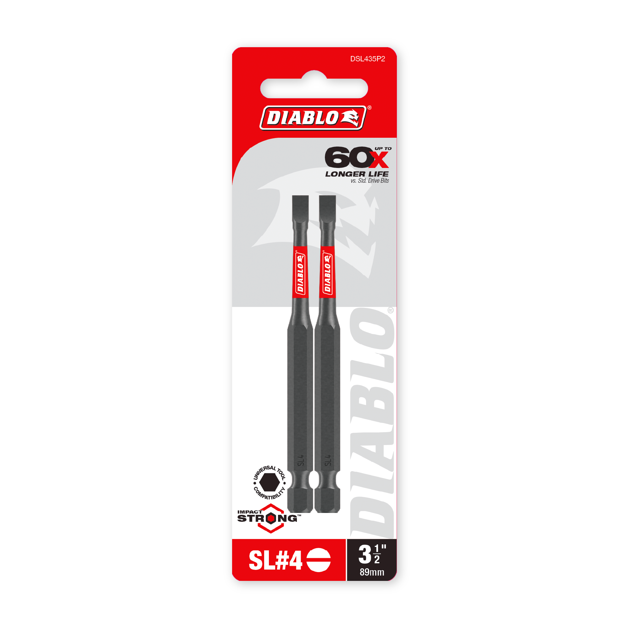 Diablo 3-1/2 in. Slotted #4 Drive Bit in its retail packaging, ready for the job box or tool bag