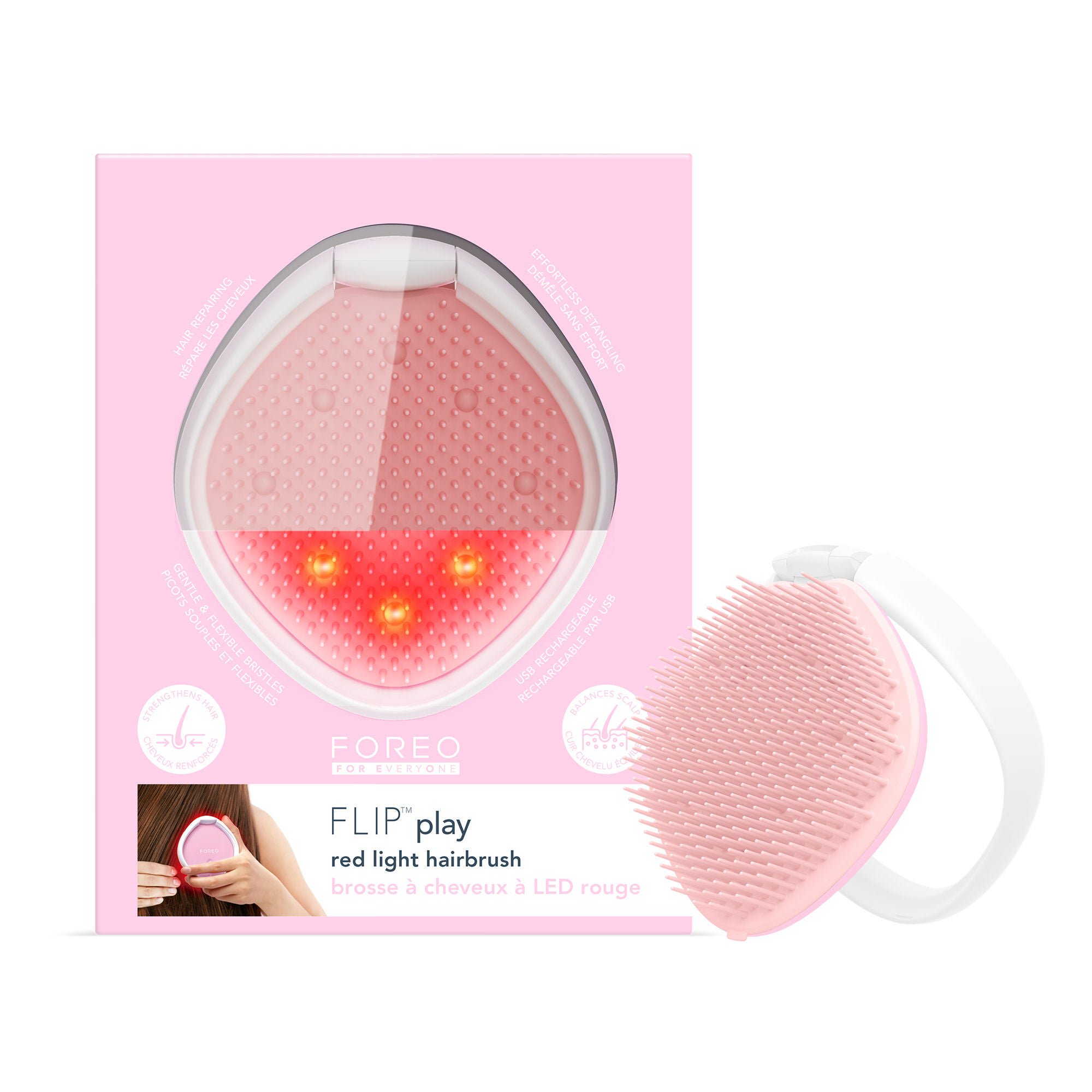 Foreo Inc BRUSH, HAIRTRAVEL SIZE FLIP PLAY RED LED LIGHT TICKLE ME PNK