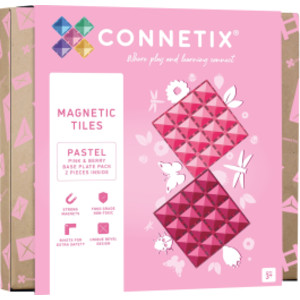 Magnetic Tiles Pastel Pink & Berry Base Plate, 2 Pieces