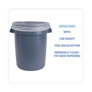 Boardwalk,  LLDPE Liner, 30 gal Capacity, 30 in Wide, 36 in High, 0.7 Mils Thick, White