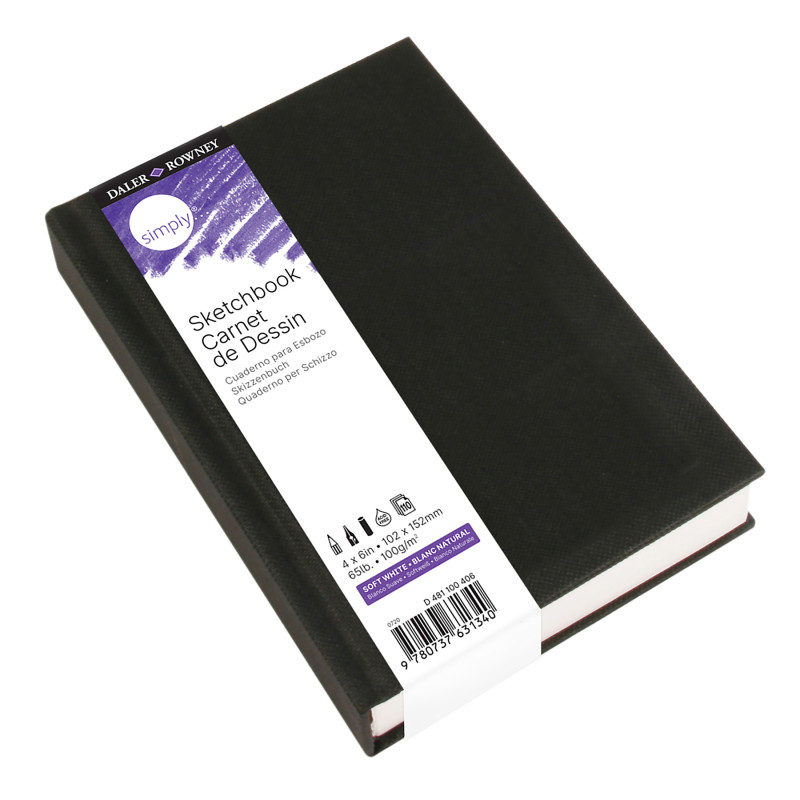 Simply Sketchbook, Hardcover, Soft White Pages, 4 in x 6 in, 110 Sheets