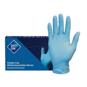 HIL30411, Supply Source, Safety Zone, General Purpose Gloves, Nitrile, 3.7 mil, Powder Free, M, Blue