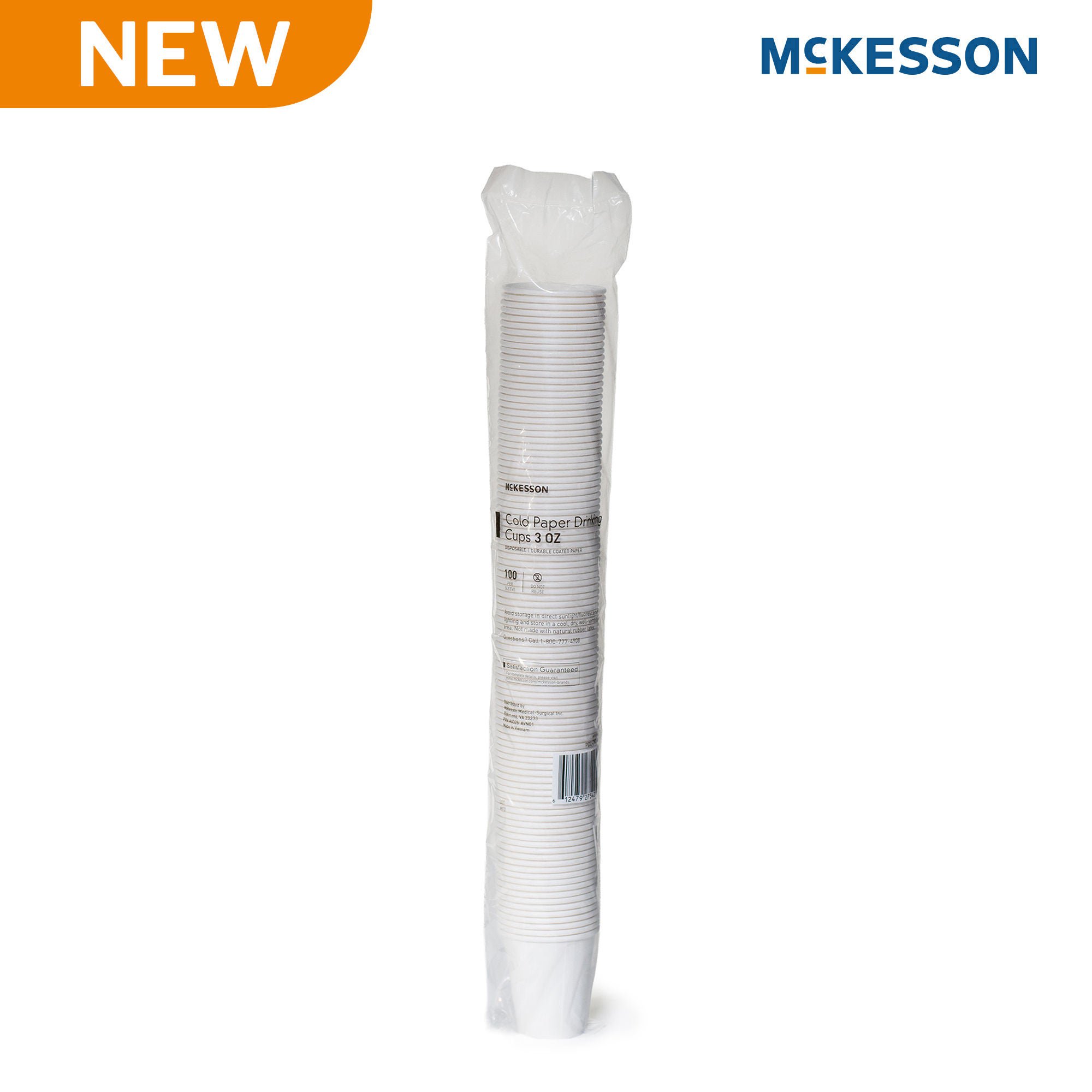 McKesson Paper Drinking Cup for Cold Beverages, White, 3-ounce Capacity