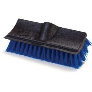 Carlisle, Flo-Pac®, 10in, Dual Surface® Polypropylene Floor Scrub With Rubber Squeegee, Plastic Bristles, Blue