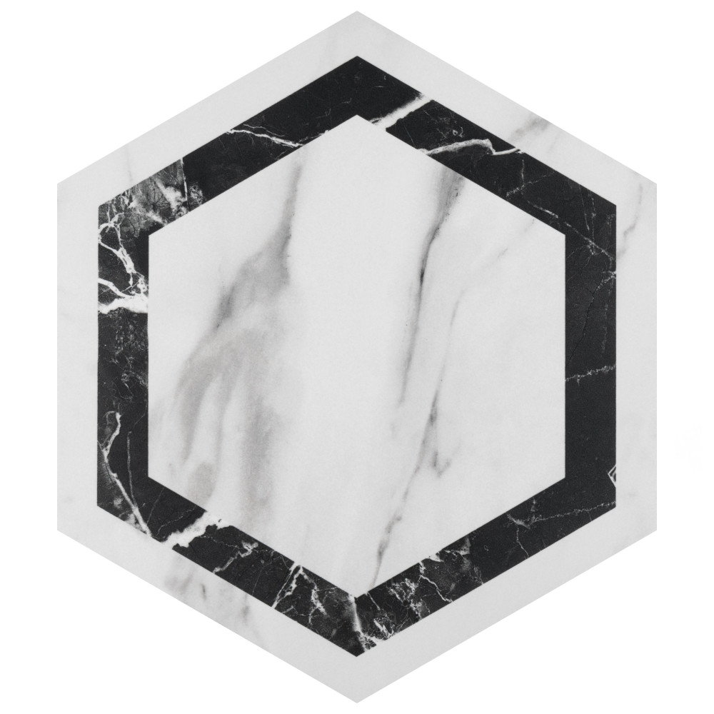 Marbilia Hex Venato Black Geo with Biotech 11 in. x 13 in. Porcelain Floor and Wall Tile
