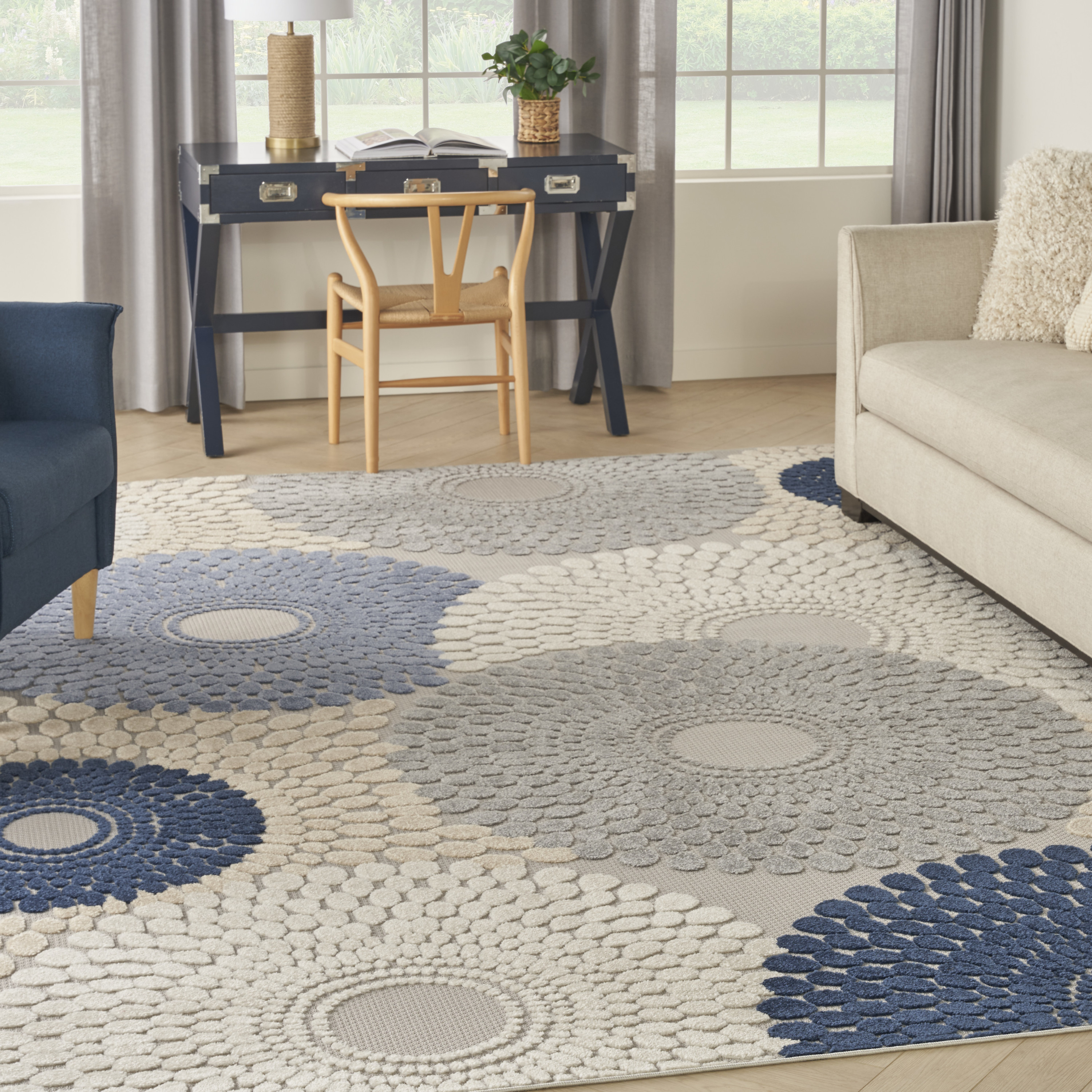 Nourison Aloha 7' x 10' Blue Grey Modern Rug