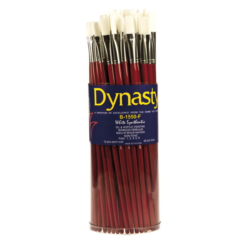 Finest White Synthetic Flat Brush Canister, 60 Brushes
