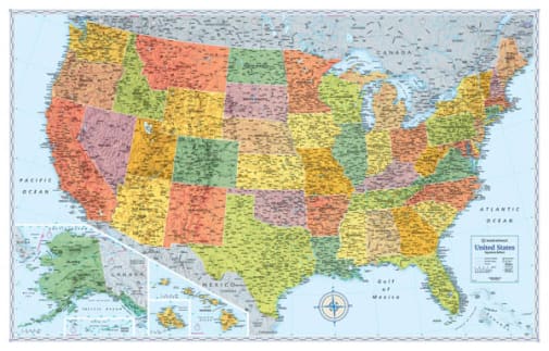 Signature U.S. Wall Map (Paper Rolled)