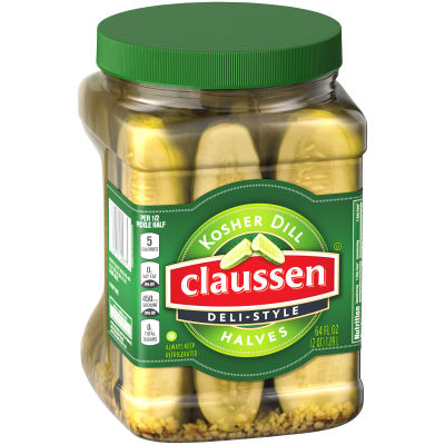 Claussen Kosher Dill Deli-Style Halves, 64 fl oz Container