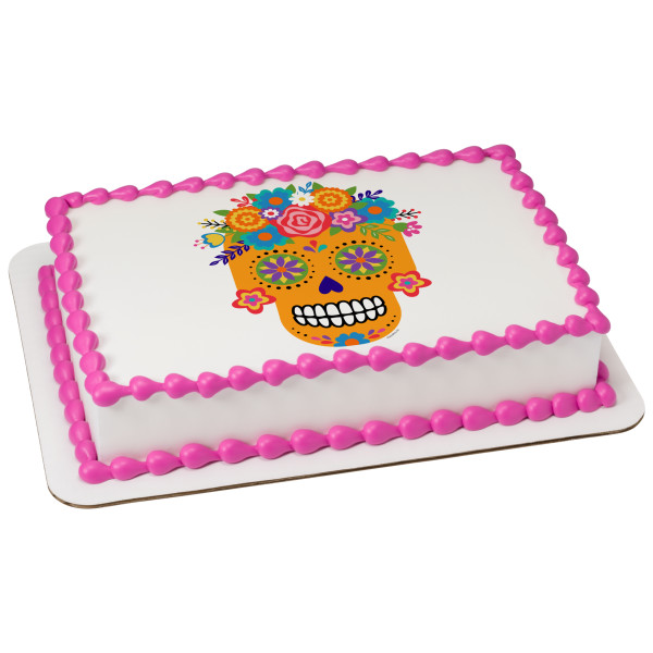 Floral Sugar Skull PhotoCake® Edible Image®