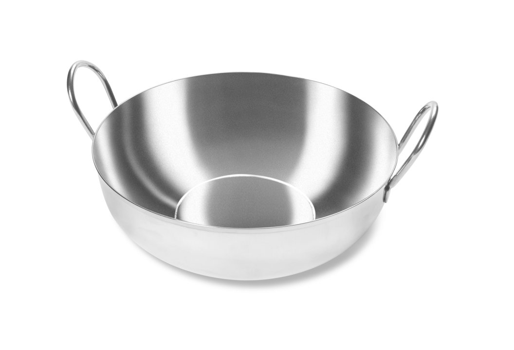 65-ounce shallow stainless steel balti dish
