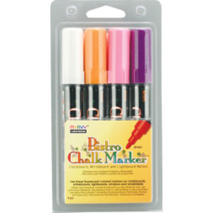 Broad Point Chalk Marker Broad Tip Set 4B, Fluorescent Violet, Orange, Pink, White