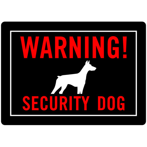 Black Warning! Security Dog Sign, 10