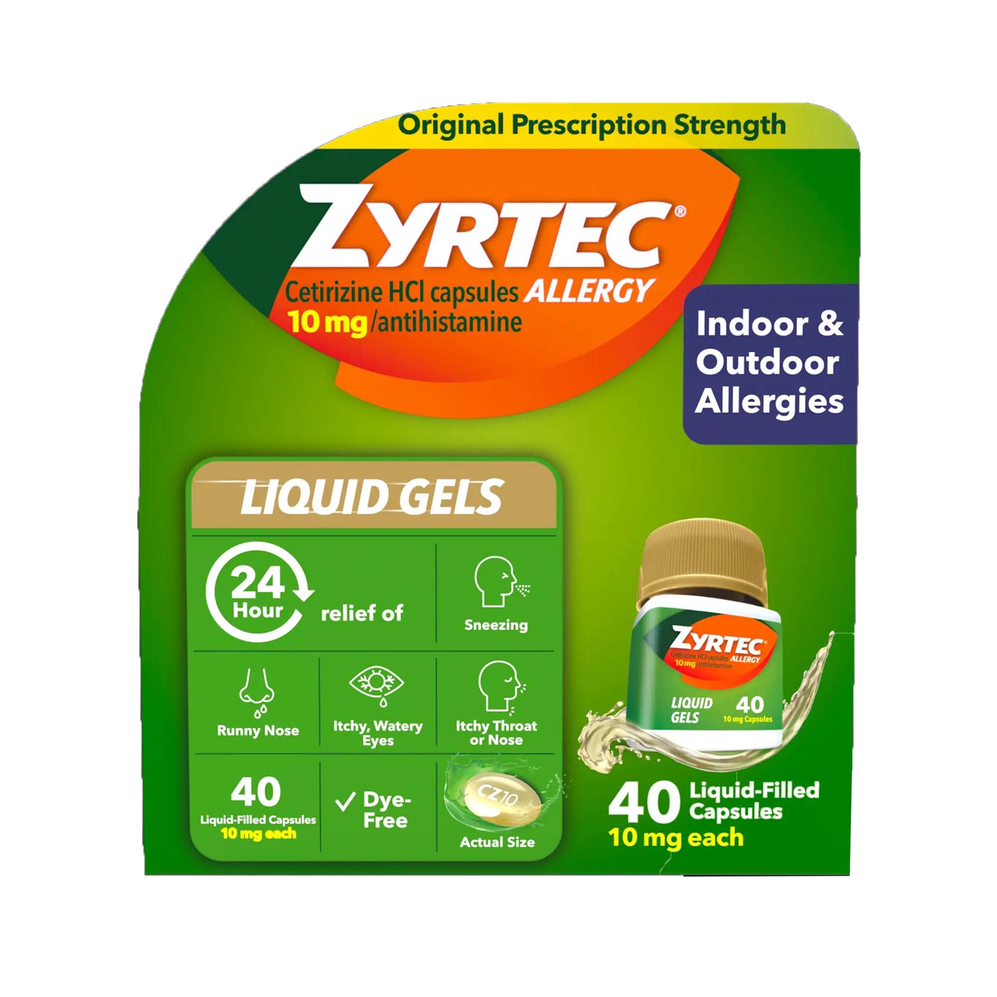 J & J Sales ZYRTEC, CAP LIQ GEL ALLERGY 10MG (40/BT)