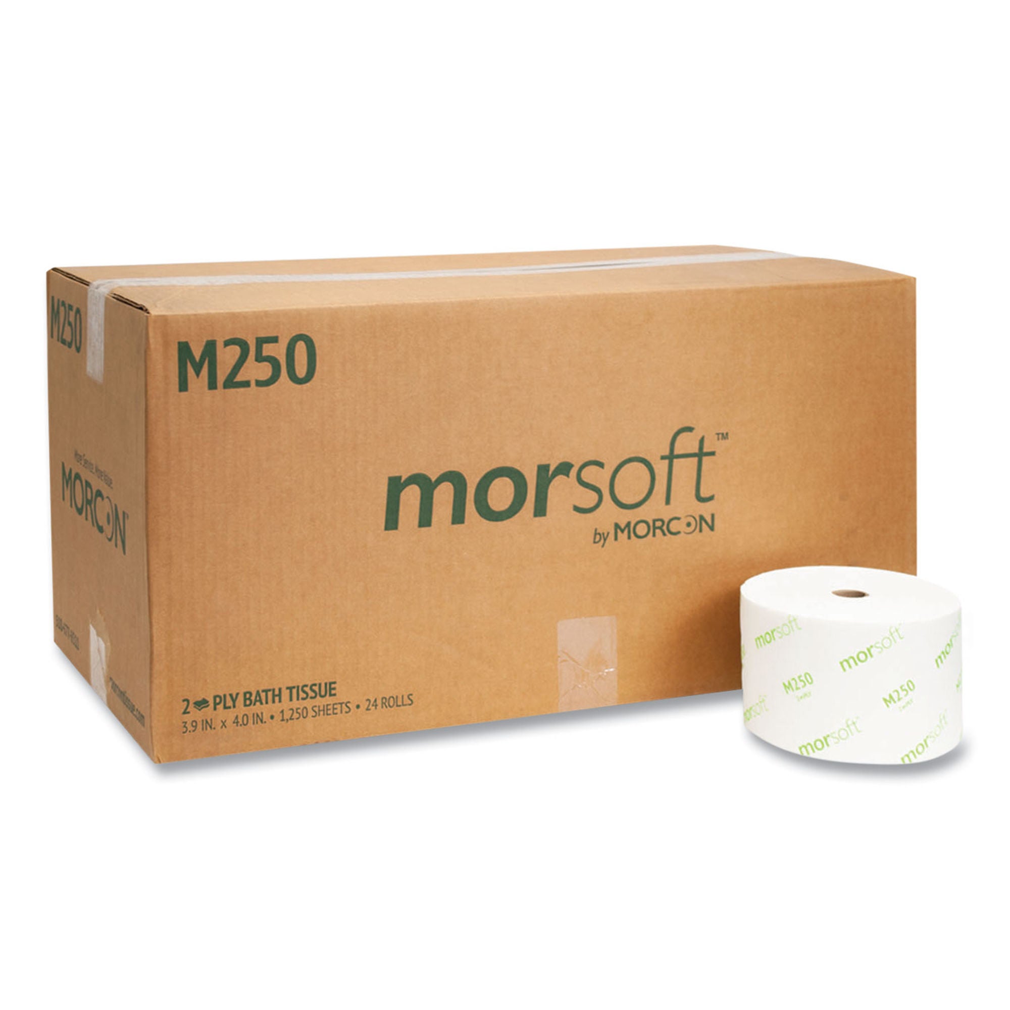 Toilet Tissue Morcon White 2-Ply Standard Size Cored Roll 1250 Sheets 4 X 4-1/2 Inch