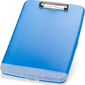 Slim Clipboard Storage Box, Low Profile Clip & Storage Compartment, Blue